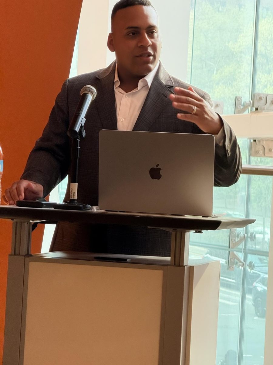 Orville X. Davis delivering a talk